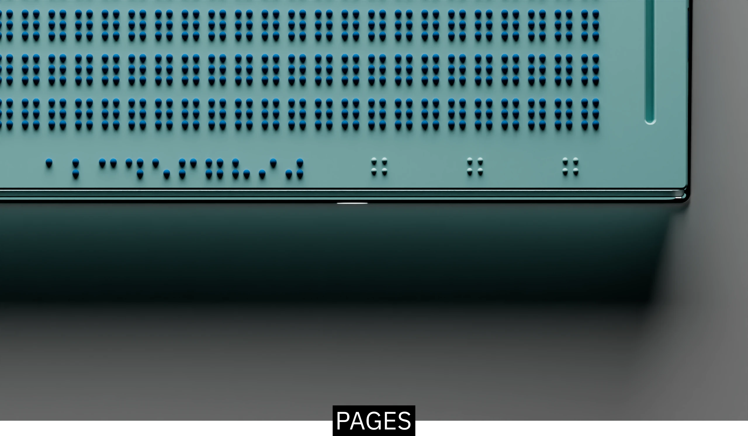 image showing bottom right corner of the device with page numbers in braille