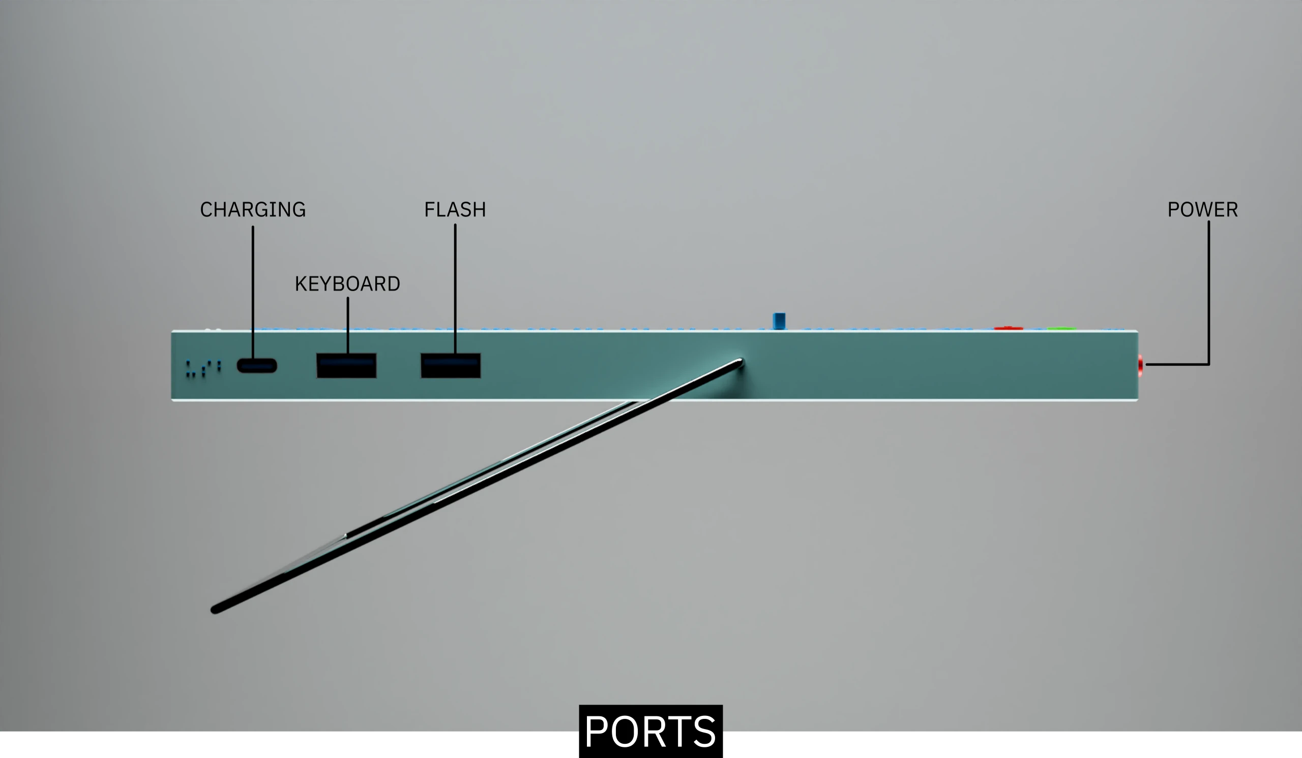 side view showing three usb ports