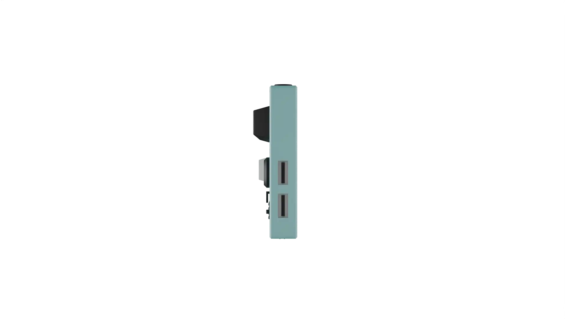 The right side of the braille display showing two usb ports.